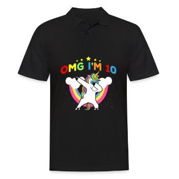 OMG I'm 10 - Unicorn Dab 10th Birthday Girl - Männer Poloshirt - Schwarz - Vorne - Kai (181cm)