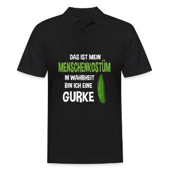 Menschen Kostüm In Wahrheit bin ich eine Gurke - Männer Poloshirt - Schwarz - Vorne - Kai (181cm)