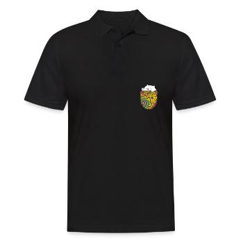 Bongo Katze in Tasche Niedliche Katze Brusttasche - Männer Poloshirt - Schwarz - Vorne - Kai (181cm)