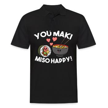 Sushi You Maki Miso Happy Kawaii Japan Noodle Soup - Männer Poloshirt - Schwarz - Vorne - Kai (181cm)