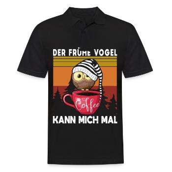 Der Frühe Vogel Kann Mich Mal Eule Kaffee - Männer Poloshirt - Schwarz - Vorne - Kai (181cm)