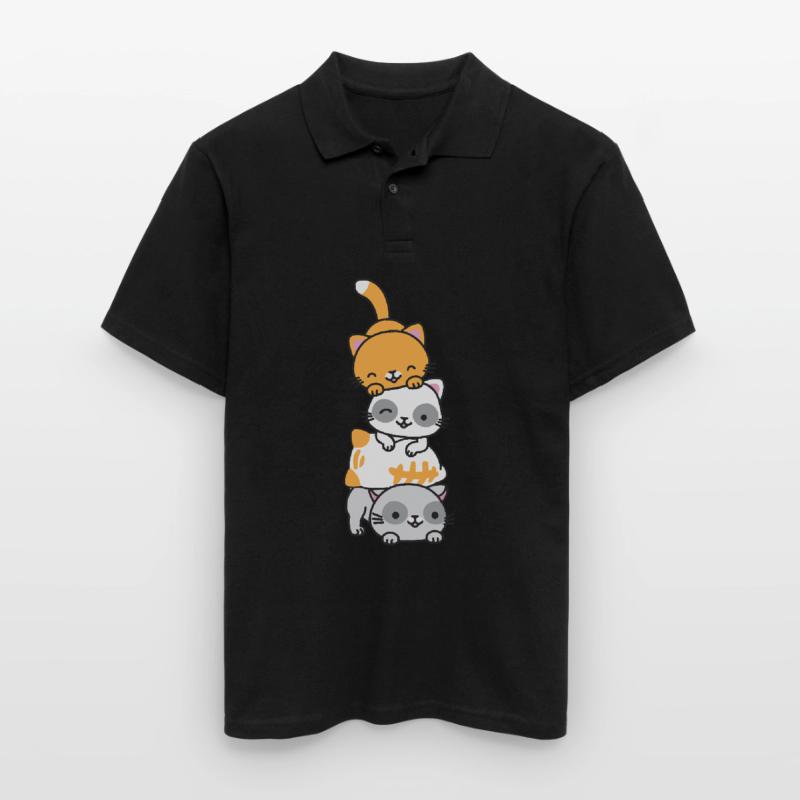 Cat Stack Kawaii Cats Cats Stack Men's Polo Shirt