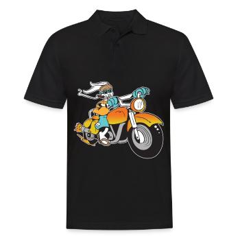 Motorcyclist Rabbit Smoking Rabbit - Men's Polo Shirt - black - Front - Kai (181cm)