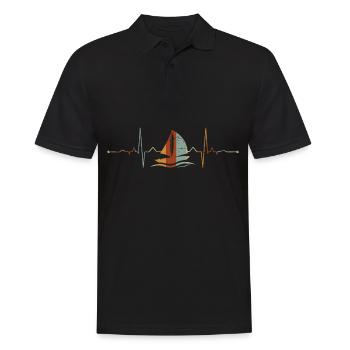 Vintage Sailboat Heartbeat Voilier Navigation de plaisance - Polo Homme - noir - Devant - Kai (181cm)