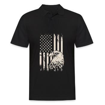 American Flag Eagle USA Distressed - Männer Poloshirt - Schwarz - Vorne - Kai (181cm)