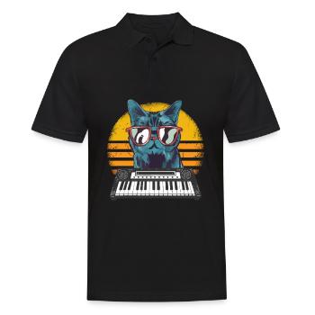 Synthétiseurs analogiques Cat Retro Sunset - Polo Homme - noir - Devant - Kai (181cm)