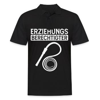 Erziehungsberechtigter BDSM Knebel Peitsche - Männer Poloshirt - Schwarz - Vorne - Kai (181cm)