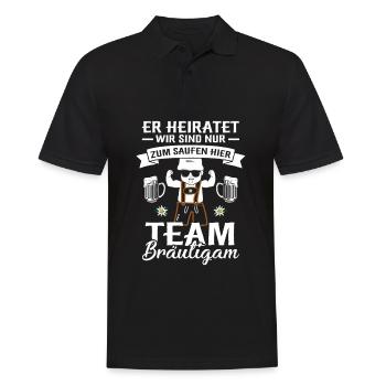 Team Bräutigam Junggesellenabschied Er heiratet - Männer Poloshirt - Schwarz - Vorne - Kai (181cm)