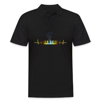 Vintage Piano Coeur Instrument de musique EKG - Polo Homme - noir - Devant - Kai (181cm)