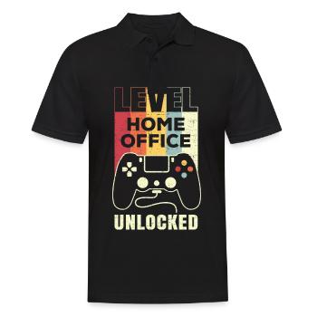 Level Homeoffice Unlocked Rétro Gamer Home Office - Polo Homme - noir - Devant - Kai (181cm)