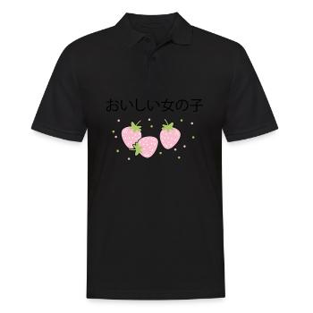 Fraise Japonais Kawaii fraise shake - Polo Homme - noir - Devant - Kai (181cm)