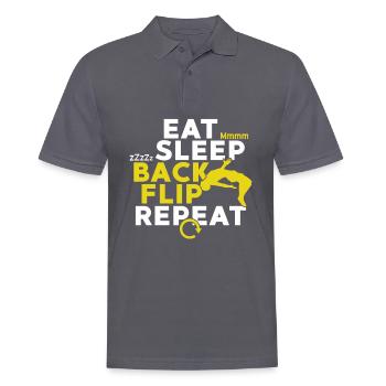 Eat Sleep Backflip Repeat Cascades Trampoline Gym - Polo Homme - charbon - Devant - Nico (186cm)