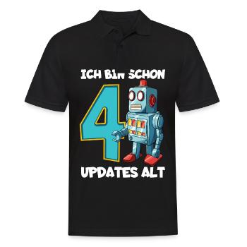 Geburtstagsshirt 4 Jahre Roboter 4. Geburtstag - Männer Poloshirt - Schwarz - Vorne - Kai (181cm)