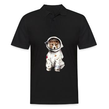 Hund in Raumanzug Astronaut Raumfahrt - Männer Poloshirt - Schwarz - Vorne - Kai (181cm)