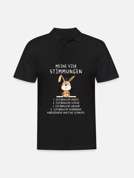 Hase Vier Stimmungen Schlaf Urlaub Morgenmuffel - Männer Poloshirt - Schwarz