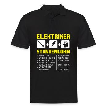 Elektriker Stundenlohn Stundensatz Gehalt Lohn - Männer Poloshirt - Schwarz - Vorne - Kai (181cm)