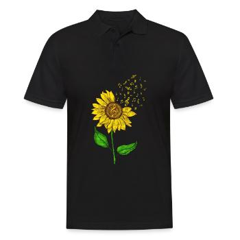 Sonnenblume Musiknote Musikliebhaber Musiker - Männer Poloshirt - Schwarz - Vorne - Kai (181cm)