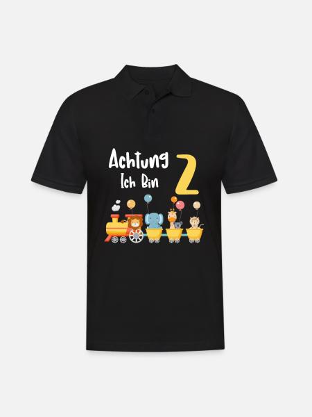 Kinder 2. Geburtstag Eisenbahn Zug 2 Jahre Junge - Männer Poloshirt - Schwarz