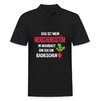Menschen Kostüm In Wahrheit bin ich ein Radieschen - Männer Poloshirt - Schwarz - Vorne - Kai (181cm)