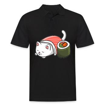 Chat Dormant Sushi Japon Manga Anime Chats - Polo Homme - noir - Devant - Kai (181cm)