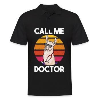 Call Me Doctor Lama Llama Doktor - Männer Poloshirt - Schwarz - Vorne - Kai (181cm)