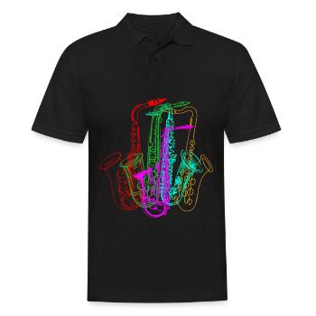 Vintage Saxophone 90 80 Saxophone Jazz - Polo Homme - noir - Devant - Kai (181cm)