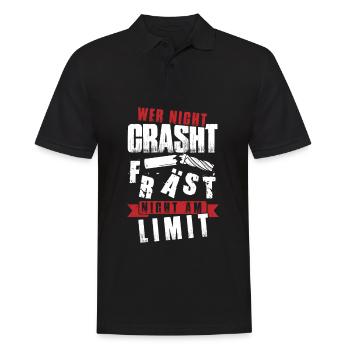 Fräser Zerspanungsmechaniker Wer nicht Crasht - Männer Poloshirt - Schwarz - Vorne - Kai (181cm)