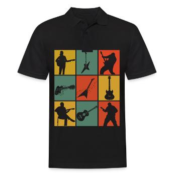 Rétro guitariste guitariste guitares électriques - Polo Homme - noir - Devant - Kai (181cm)