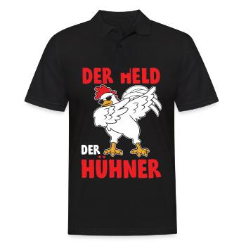 Der Held der Hühner Dabbing Huhn - Männer Poloshirt - Schwarz - Vorne - Kai (181cm)