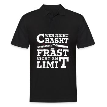 Wer nicht Crasht Fräst nicht am Limit Zerspaner - Männer Poloshirt - Schwarz - Vorne - Kai (181cm)