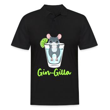 Gin Gilla Chinchilla Gin Pun Chinchilla Lover - Männer Poloshirt - Schwarz - Vorne - Kai (181cm)