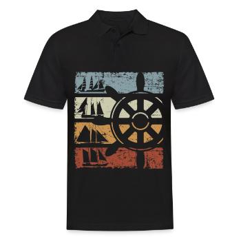 Retro Sailor Vintage - Männer Poloshirt - Schwarz - Vorne - Kai (181cm)