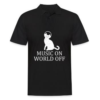 Music On World Off Cute Cat Music Lover Cat - Männer Poloshirt - Schwarz - Vorne - Kai (181cm)