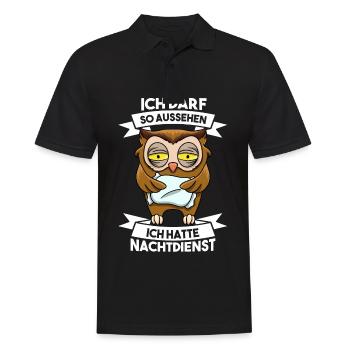 Ich darf so aussehen ich hatte Nachtdienst - Männer Poloshirt - Schwarz - Vorne - Kai (181cm)