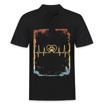 Heartbeat Dog Retro - Men's Polo Shirt - black - Front - Kai (181cm)
