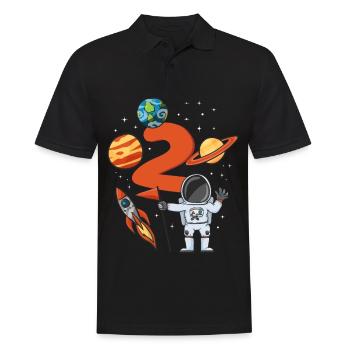 Astronaut Geburtstag 2 Jahre - Männer Poloshirt - Schwarz - Vorne - Kai (181cm)