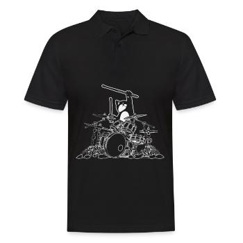 Cat joue de la batterie en jouant du chat drummer - Polo Homme - noir - Devant - Kai (181cm)