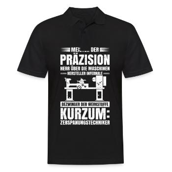 Meister Zerspanungsmechaniker Techniker Zerspaner - Männer Poloshirt - Schwarz - Vorne - Kai (181cm)