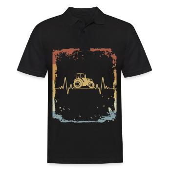Tracteur Herzschlag Retro Bauer tracteur tracteur - Polo Homme - noir - Devant - Kai (181cm)