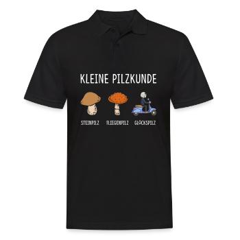 Kleine Pilzkunde Glückspilz Mopedfahrer Mofafahrer - Männer Poloshirt - Schwarz - Vorne - Kai (181cm)