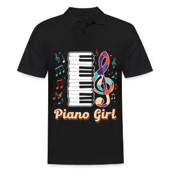 Piano Girl Pianist Keyboard Instrument Musician - Männer Poloshirt - Schwarz - Vorne - Kai (181cm)