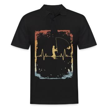 Vintage Heartbeat Fisherman - Männer Poloshirt - Schwarz - Vorne - Kai (181cm)