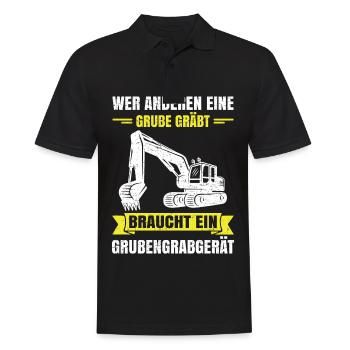 Wer anderen eine Grube gräbt Grubengrabgerät - Männer Poloshirt - Schwarz - Vorne - Kai (181cm)