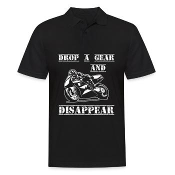 Drop a Gear And Disappear Motorcycle Biker - Men's Polo Shirt - black - Front - Kai (181cm)