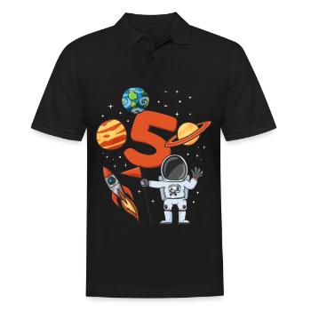 Anniversaire d’astronaute 5 ans - Polo Homme - noir - Devant - Kai (181cm)
