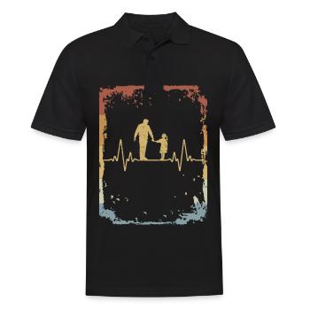Père Fille Heartbeat Papa Retro Partner Look - Polo Homme - noir - Devant - Kai (181cm)