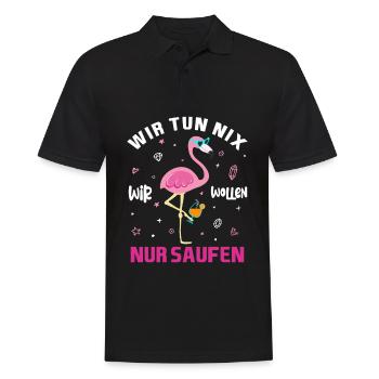 Wir Tun Nix Wir Wollen Nur Saufen Flamingo JGA - Männer Poloshirt - Schwarz - Vorne - Kai (181cm)