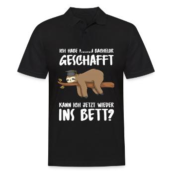 Bachelor geschafft Abschluss 2022 Faultier - Männer Poloshirt - Schwarz - Vorne - Kai (181cm)