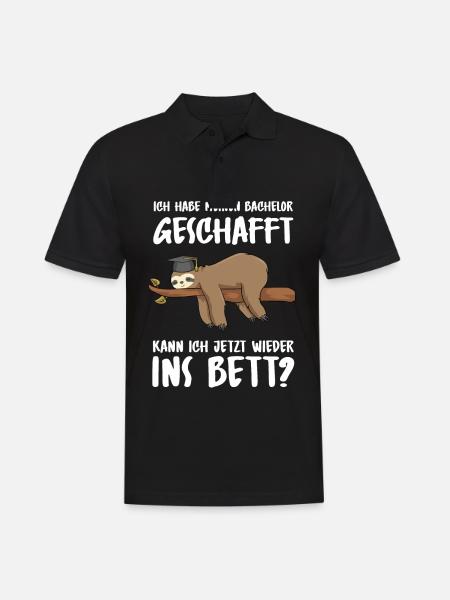 Bachelor geschafft Abschluss 2022 Faultier - Männer Poloshirt - Schwarz