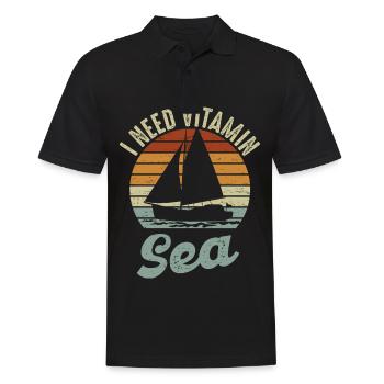 J’ai besoin de vitamine Mer Voilier Capitaine Voile - Polo Homme - noir - Devant - Kai (181cm)